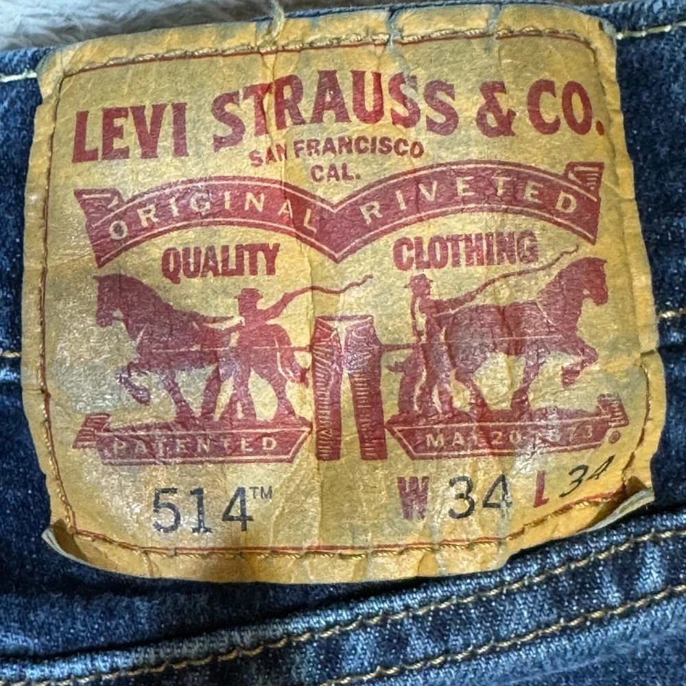 Levi's 514 Men's Jeans 34x34 Blue Denim Straight Fit Mid Rise